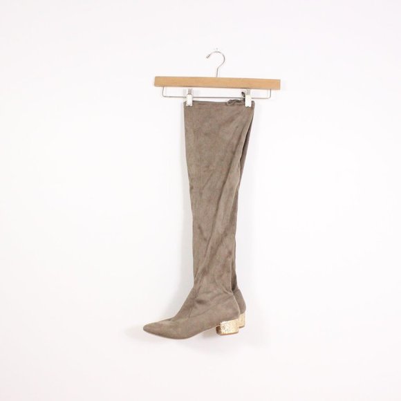 Catherine Malandrino  Womens Tan Faux Suede Over the knee Glitter Boots - Picture 3 of 8